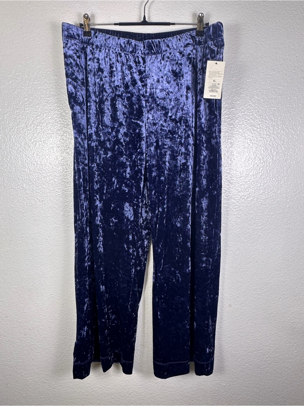 A New Day Women's Blue Velvet Straight-Leg Stretch Pants XL
